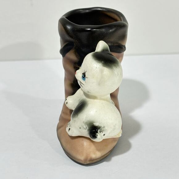 Norleans figural toothpick match holder ceramic porcelain kitten on boot figure - Picture 5 of 9